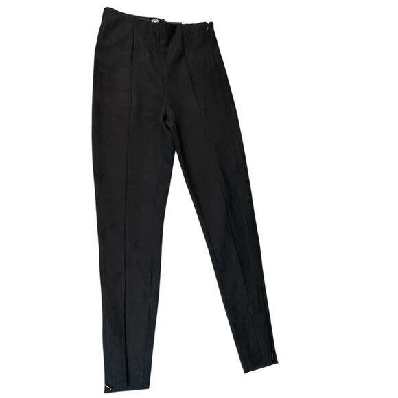 Zara NWT Legging Hi-Rise Black Size Small Side Zipper on Ankle & Waist Stretch - Picture 2 of 9